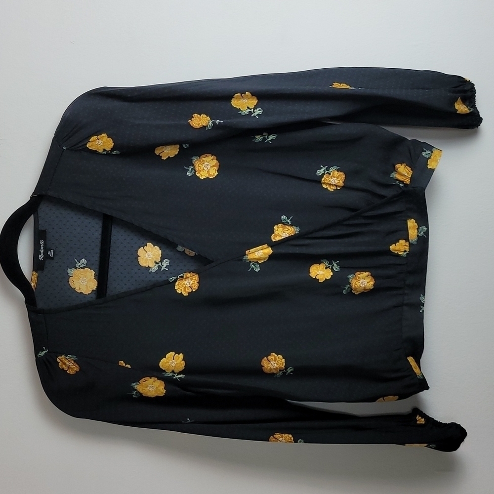 Madewell bubble sleeve wrap top in floating florets Sz XS - Picture 2 of 13